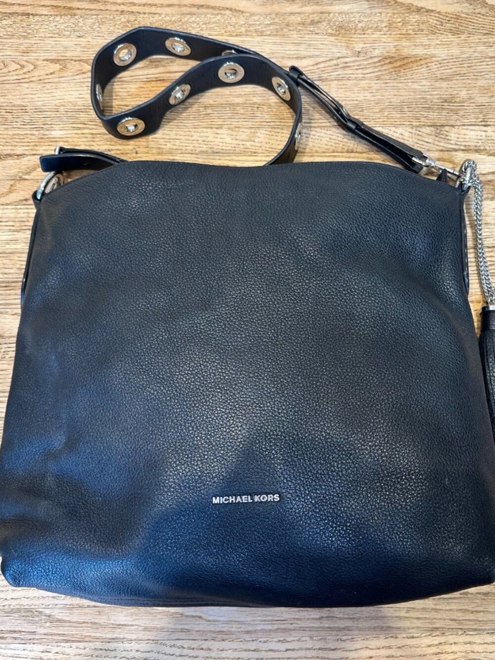 Michael Kors Black Leather Purse with Tassle.